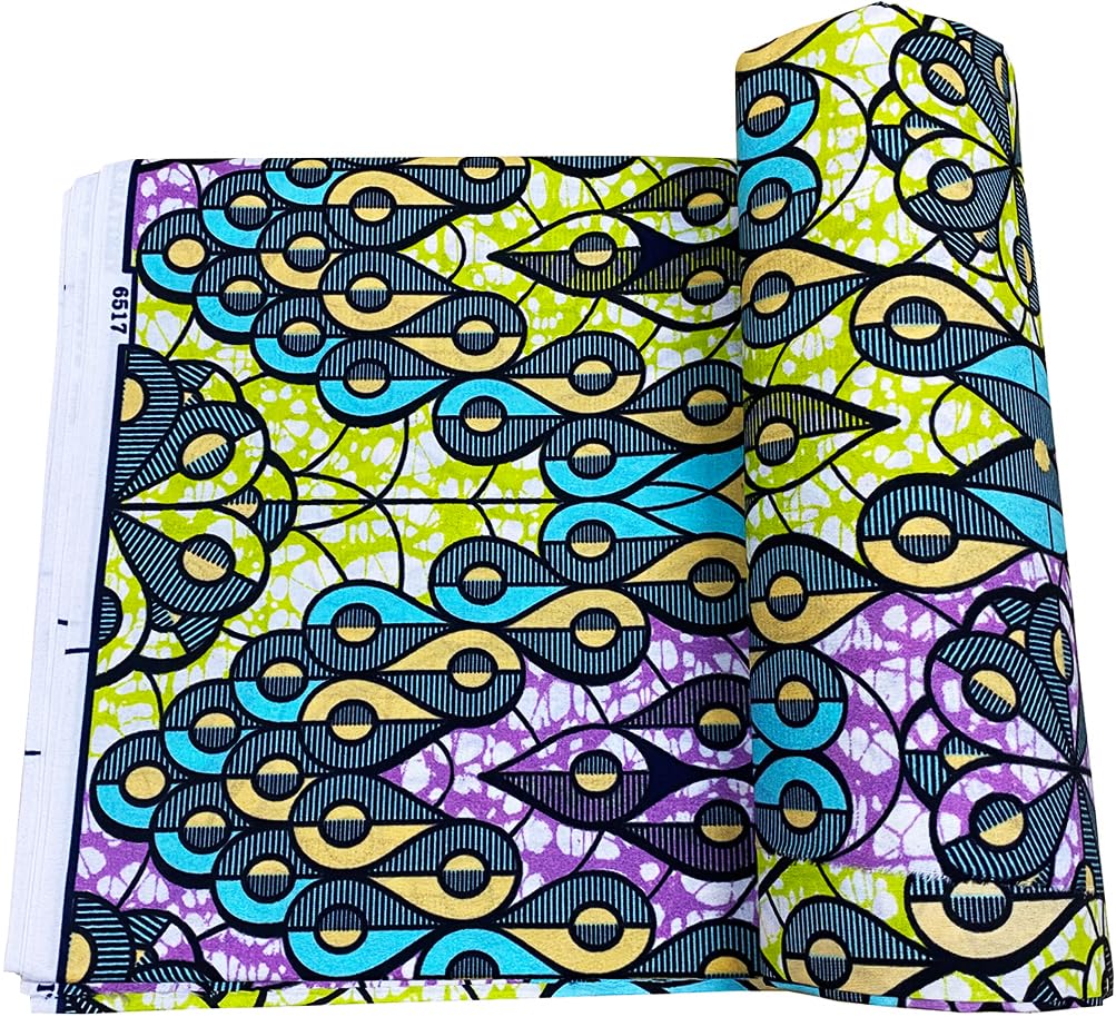 African Print Fabric, Polyester Material, Abstract Pattern, 3 Yard x 45 Inch