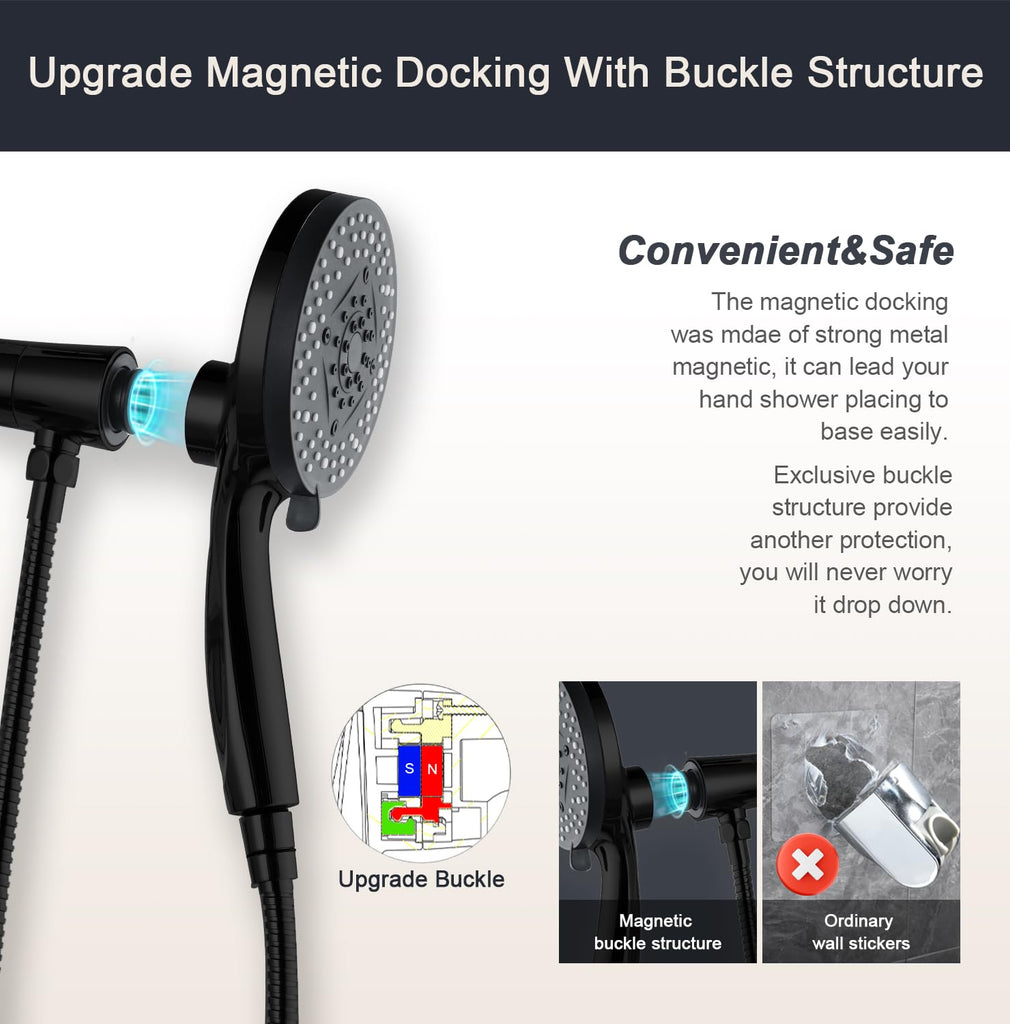 Black Filter Magnetic Shower Head with Handheld