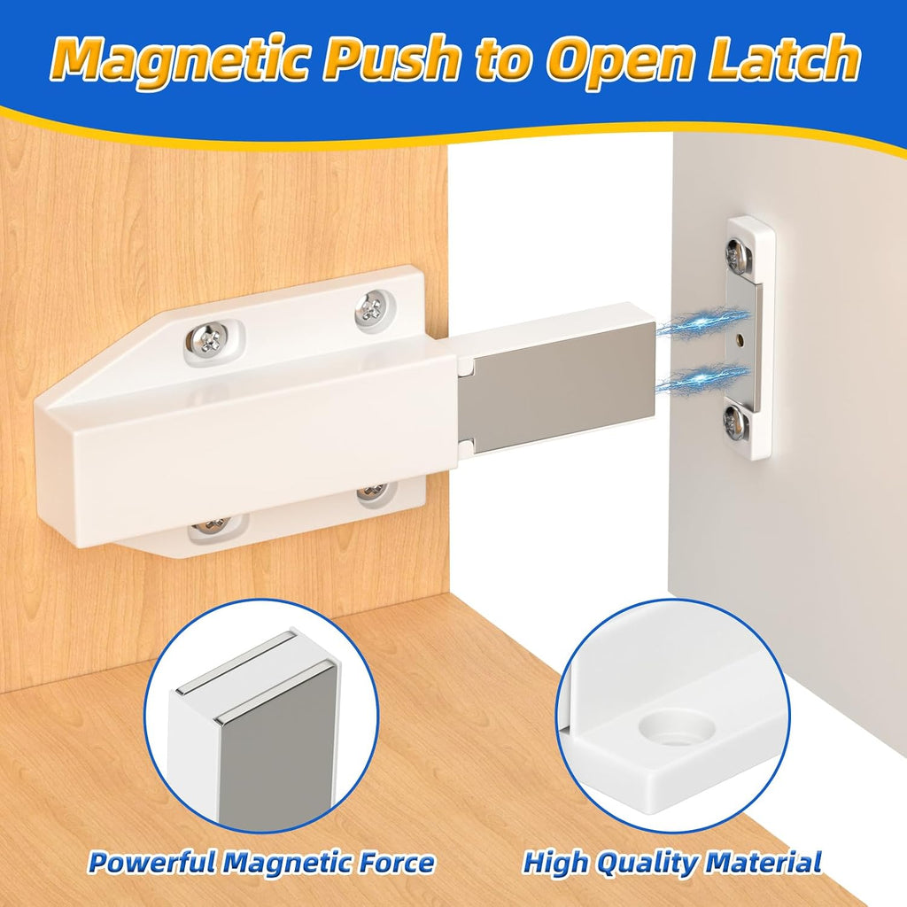 Magnetic Push Latch Heavy Duty Push to Open Cabinet Hardware Magnetic Touch Latches for Large Door Push Release Latches