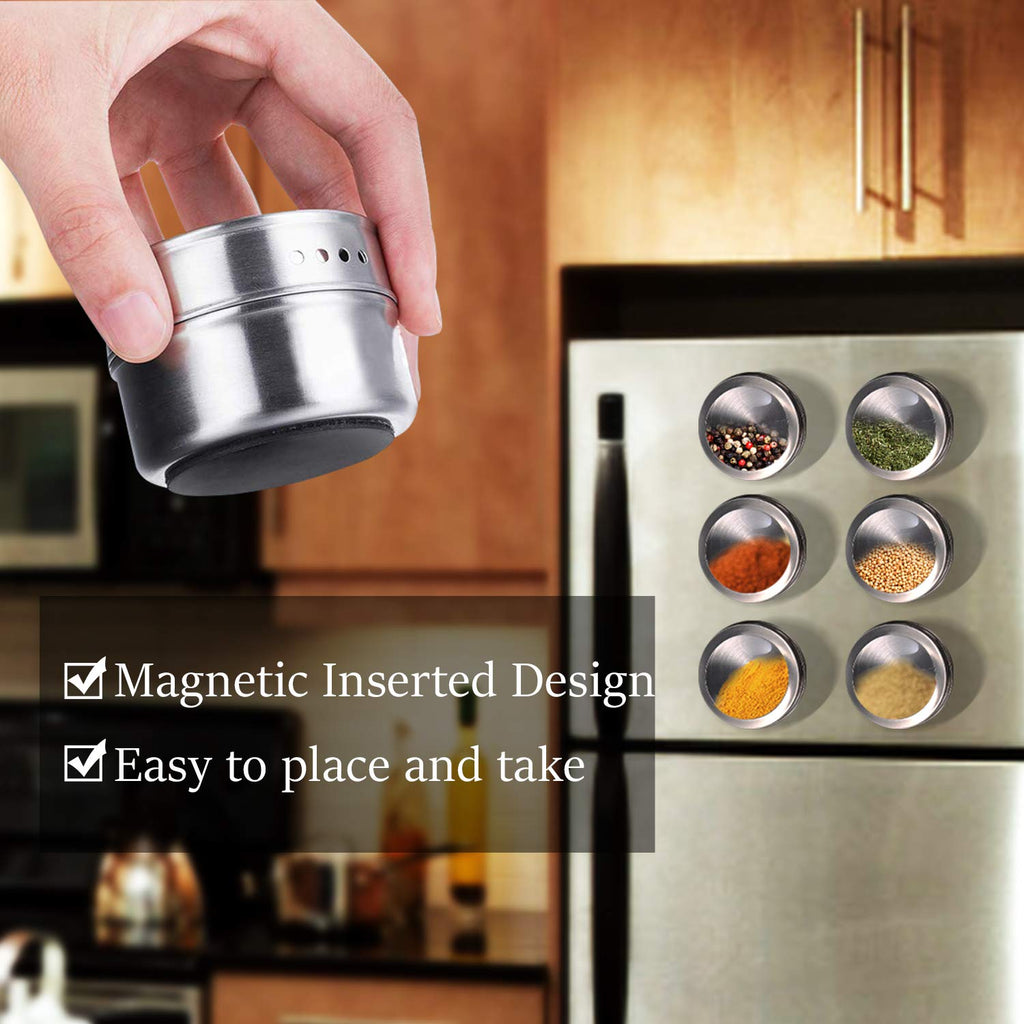 Magnetic Spice Jars, 12 Pcs Wall Mounted Spice Tins with Labels