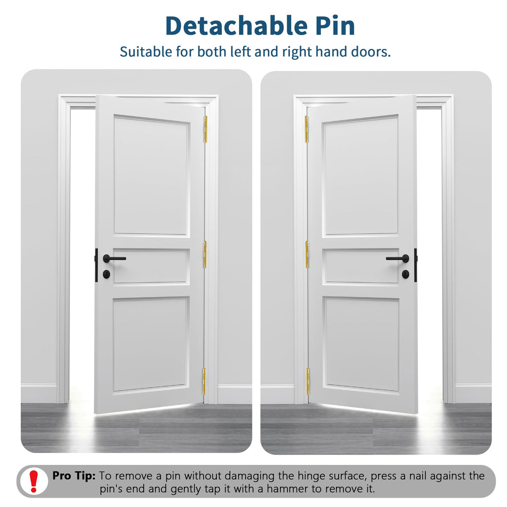 3 Pack Brushed Gold Door Hinges 4 Inch, Exterior Door Hinges