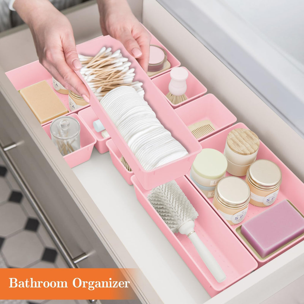 25 PCS Plastic Drawer Organizer, 4-Size Versatile Organizer Trays & storage Bins