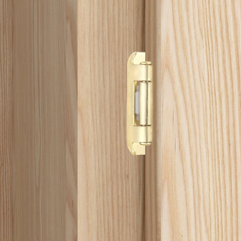Gold Kitchen Cabinet Hinges, 1/2" Overlay, 4 Pack
