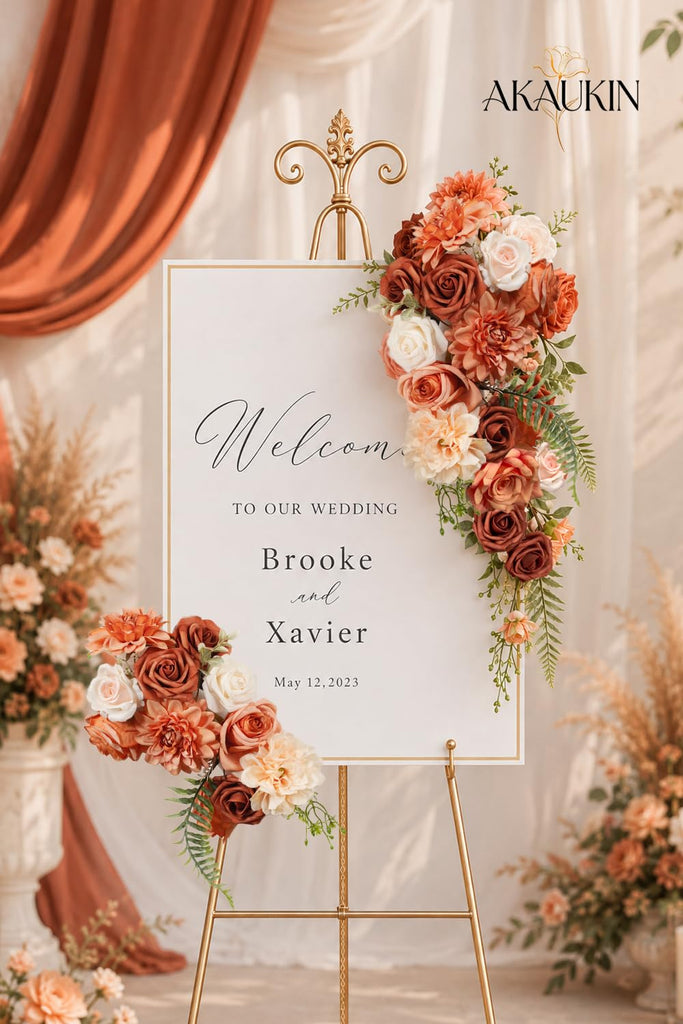 Terracotta Artificial Flowers Combo Box Fall Flowers Rose for Wedding Decor