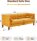 78'' W Velvet Sofa, Mid-Century Love Seats Sofa Furniture with Bolster Pillows