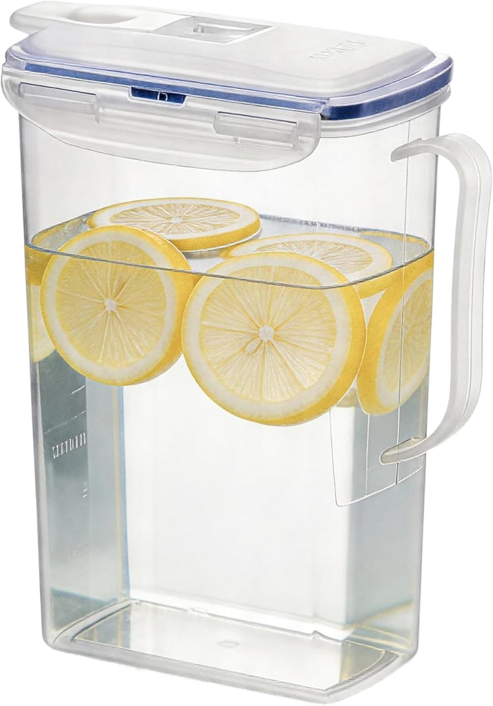 Aqua Fridge Door Water Jug | Clear Pitcher | BPA Free Plastic Pitcher with Lid | 2 Quart Pitcher with Lid for Water