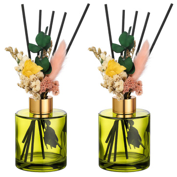 2 Sets Empty Reed Diffuser Bottles with Sticks, 5oz, Green Color