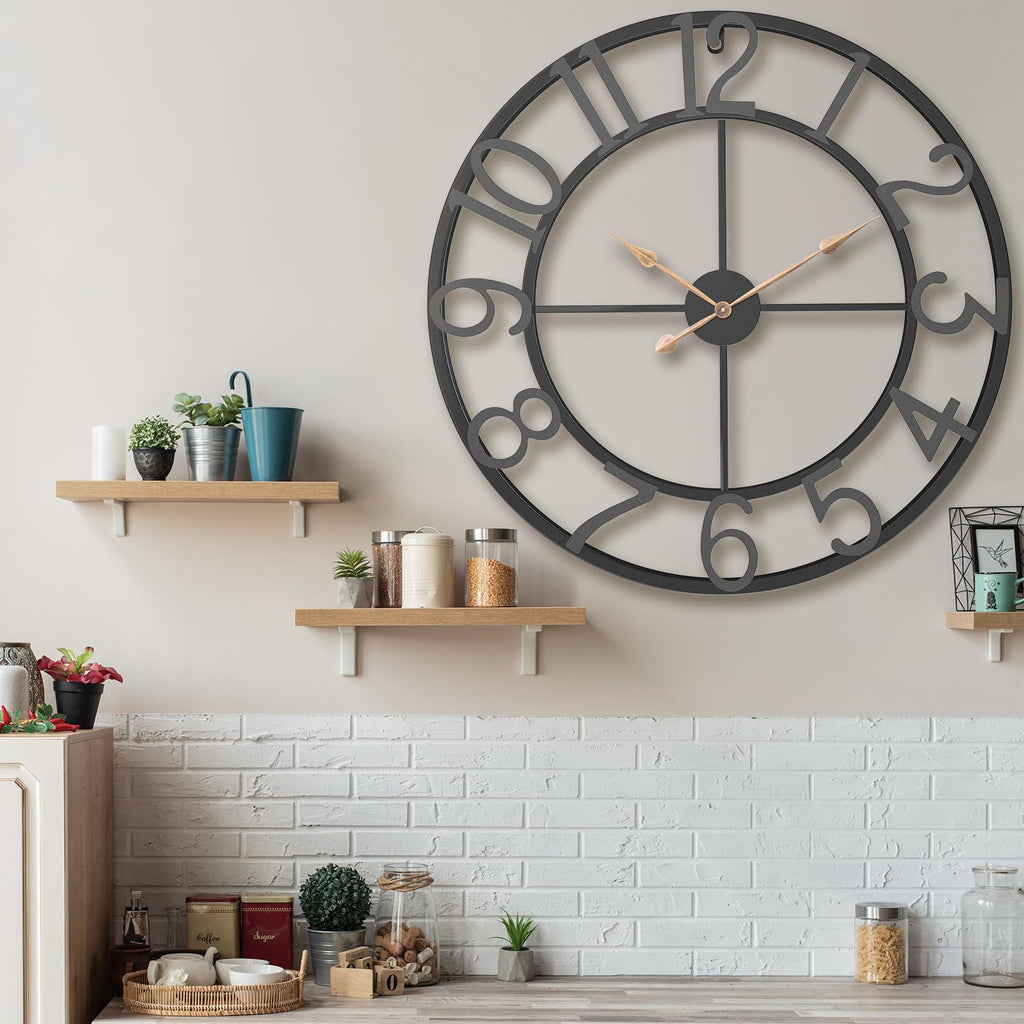 36 Inch Black Metal Arabic Numeral Extra Large Giant Wall Clock