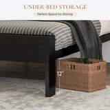 14 Inch King Metal Platform Bed Frame with Wooden Headboard and Footboard, Mattress Foundation, No Box Spring Needed