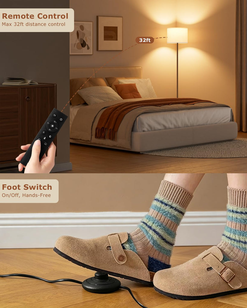 Dimmable Floor Lamp with Remote & 9W LED Bulb