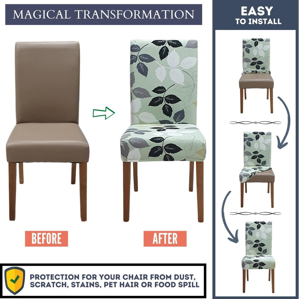 Green Chair Covers 6 Pack, Stretch Dining Chair Cover, Washable Spandex Kitchen Parsons Chair Slipcovers, Seat
