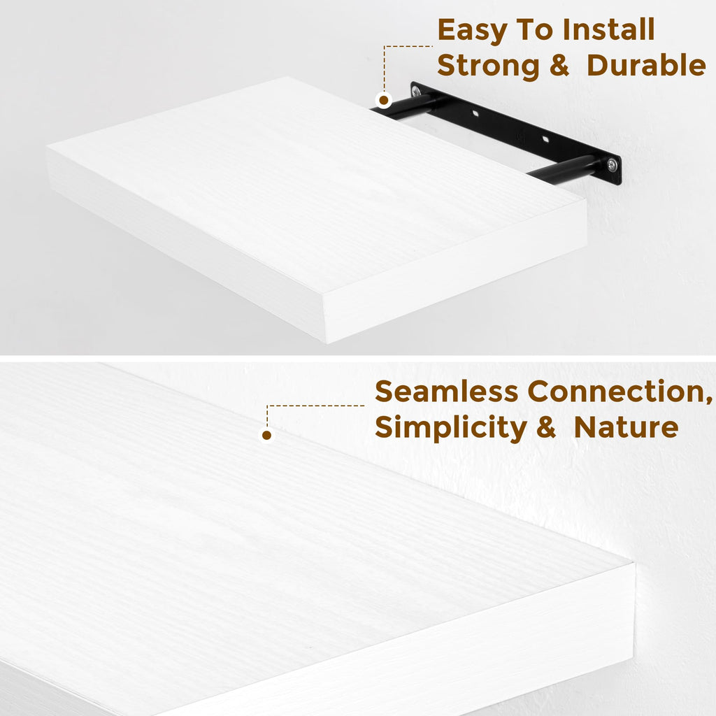 Floating Shelves for Wall, 36 inch White Wall Shelves Set of 2