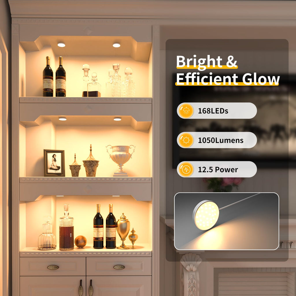 LED Puck Lights Plug in, Dimmable Under Cabinet Lighting with Switch