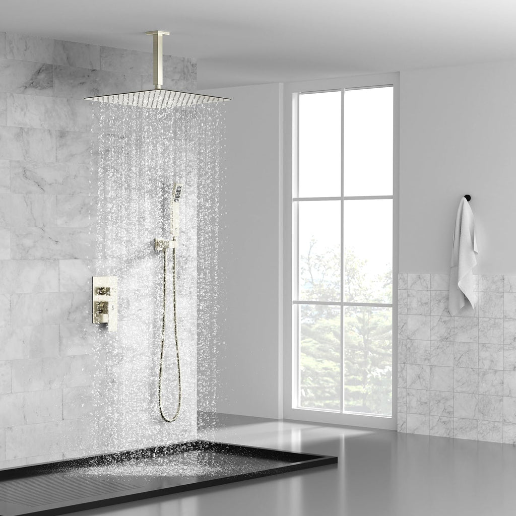16 Inch Ceiling Mount Rain Shower System,Brushed Nickel