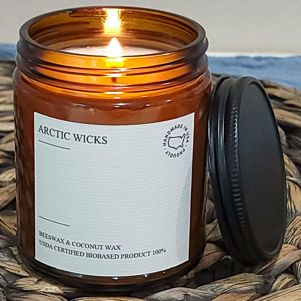 Scented Coconut Beeswax Candles | Coconut Beeswax Non Toxic Candle 9oz Amber | Farmhouse Candles Non-Toxic Clean Burn