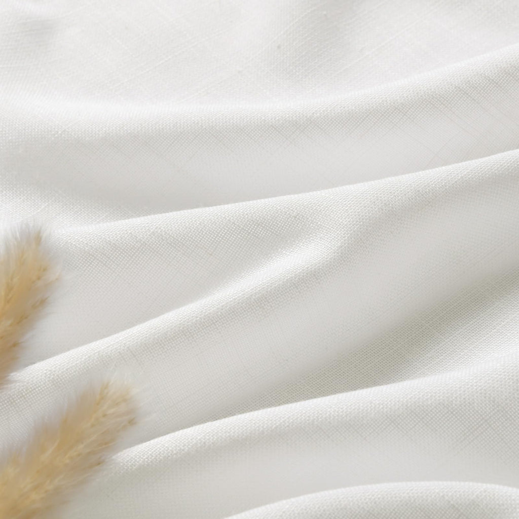 Off White Cafe Curtains 45 Inch Length Set 2 Panel Back Tab Pocket Semi Sheer Short Linen White Curtain Tiers for