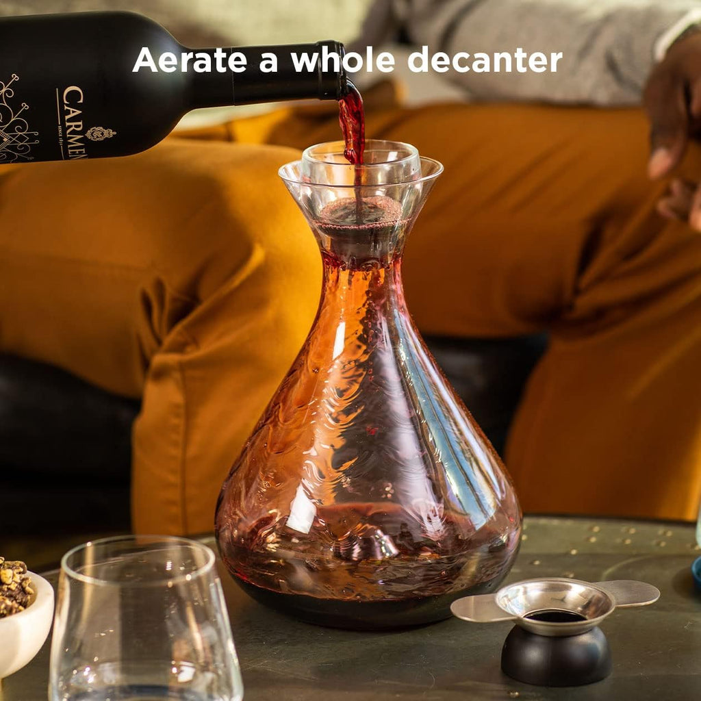 Wine, Wine Aerator with Sediment Strainer and Stand, Hand-Free Wine Decanter for Red Wine Lovers, 3.35 x 3.35 x 5.6