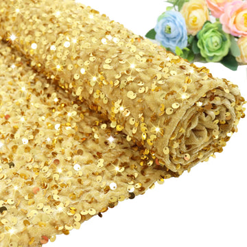 Gold Sequin Fabric 1 Yard Shiny Sequins Fabric by The Yard Velvet Material Fabric for Sewing Cloths Mesh Sequins