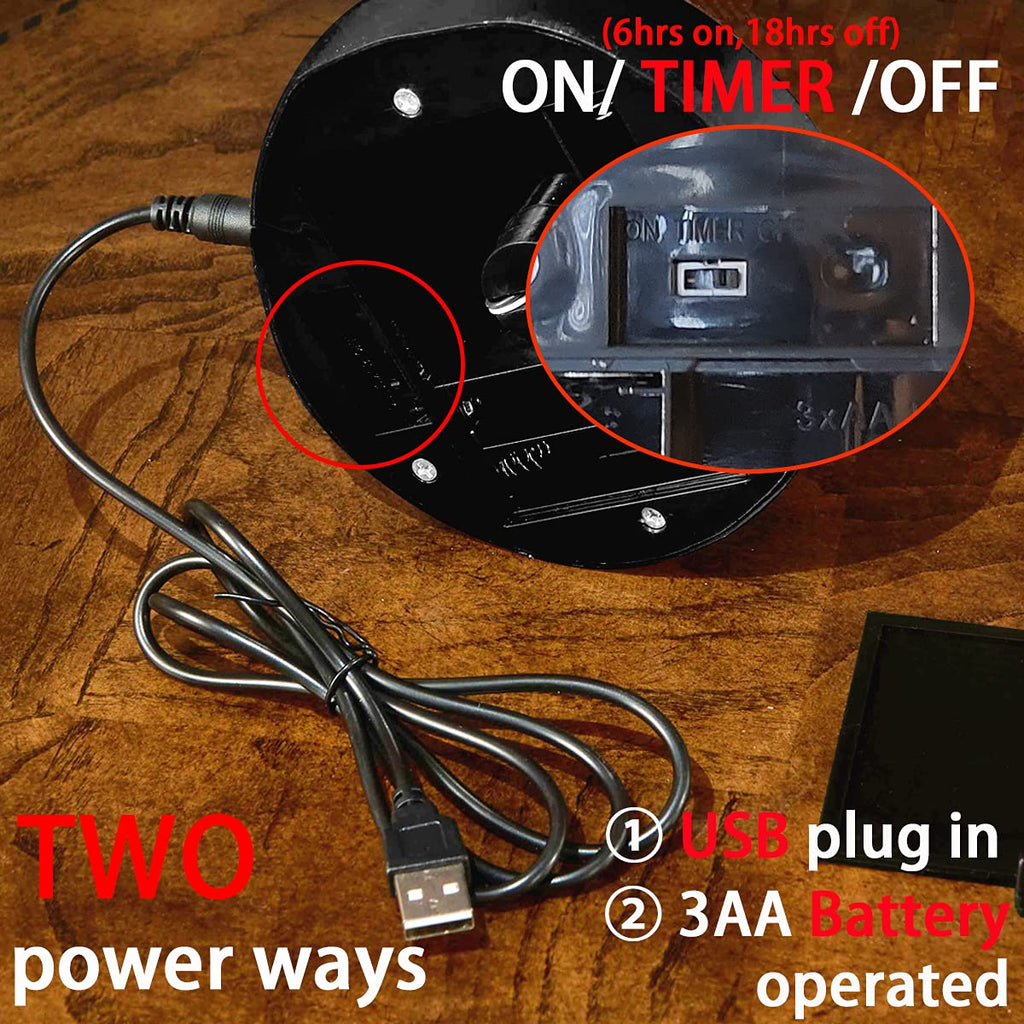 Black Halloween Tree with Lights 24 LED Orange with Timer, Lighted Tabletop Glittered Spooky Tree Artificial 18in for