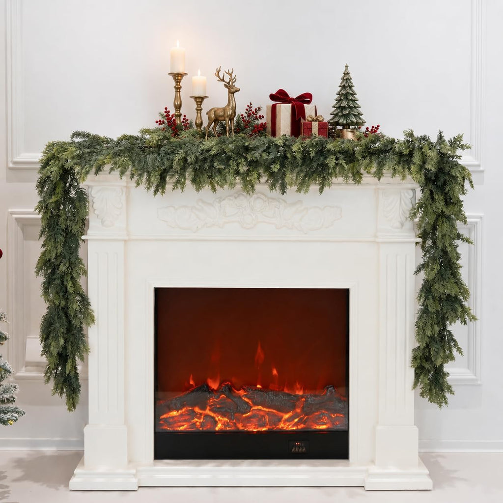 15FT Real Touch Artificial Cedar Garland for Christmas Decor