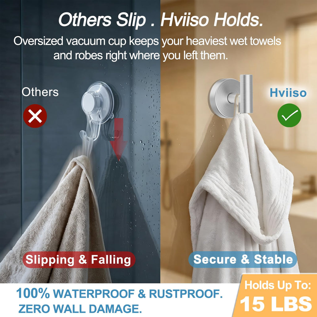 Suction Cup Hooks for Shower, No Drill Towel Hooks s