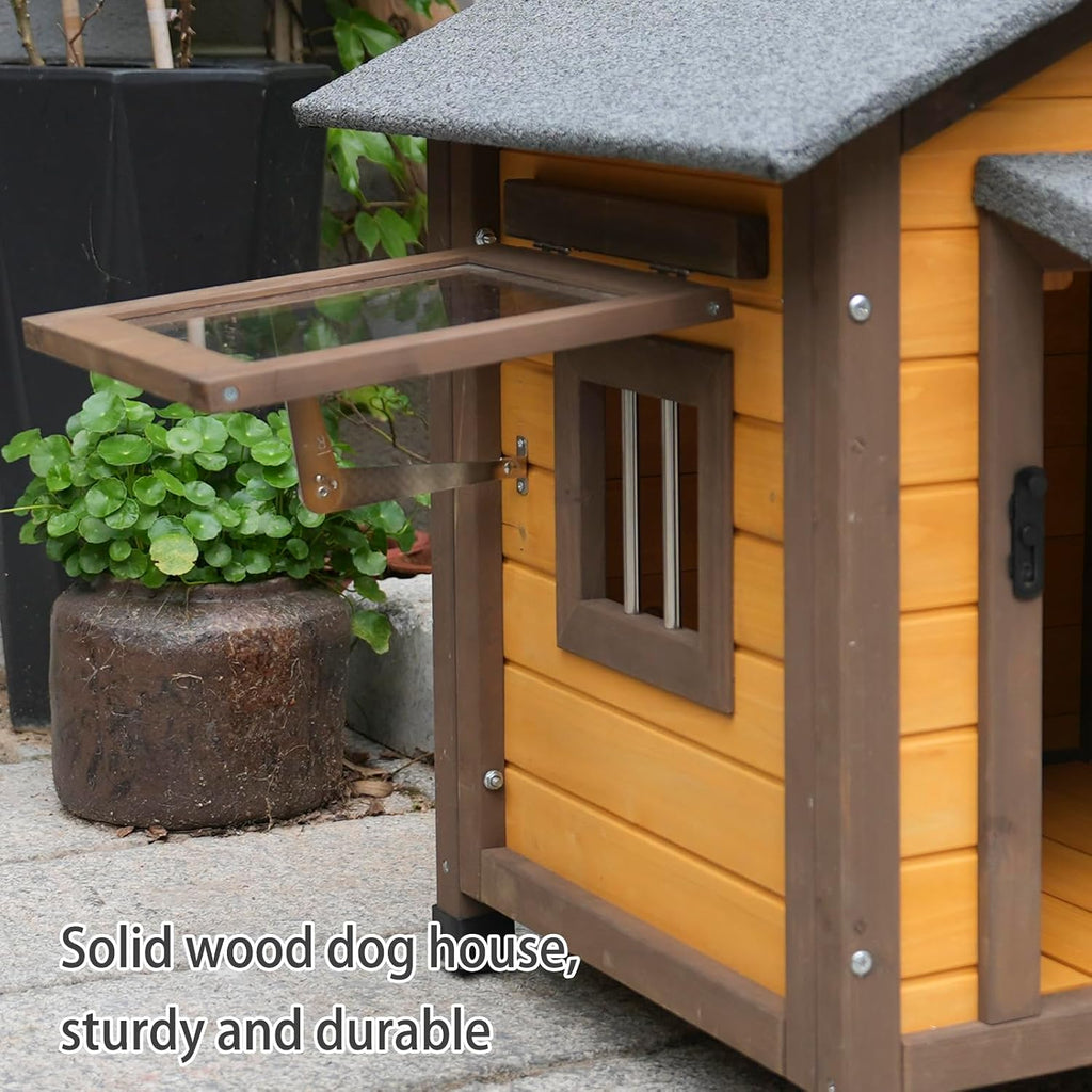 Thickened Solid Wood Dog House - Indoor & Outdoor Use, Suitable for Small Dogs, Door-Equipped for Windproof & Cold
