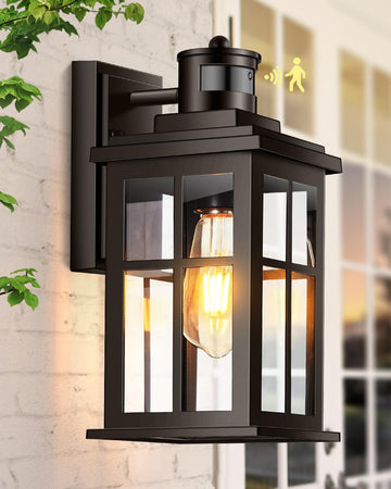 Motion Sensor Exterior Light Fixture, Bronze Dusk to Dawn Outdoor Wall Lights, Waterproof Exterior Lights, Porch