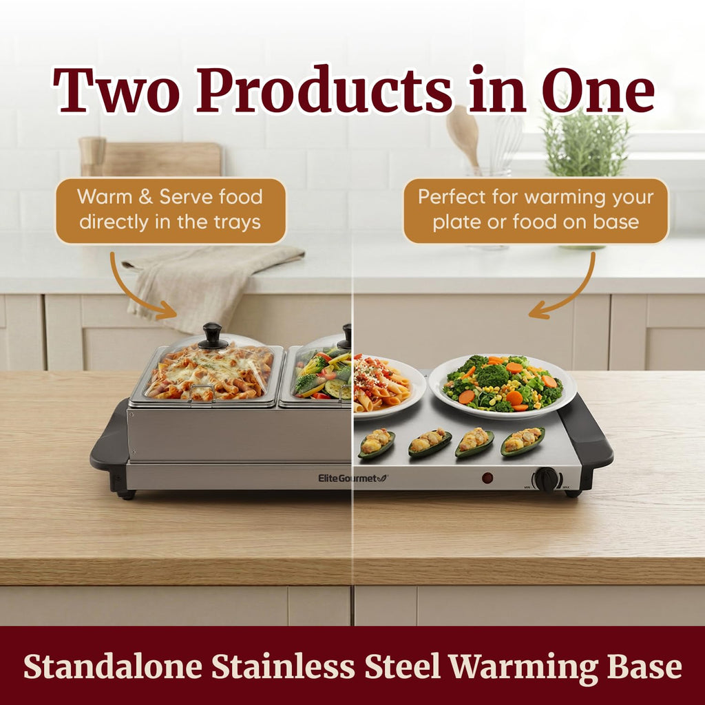 Gourmet Triple Buffet Server, 7.5 Qt, Stainless Steel