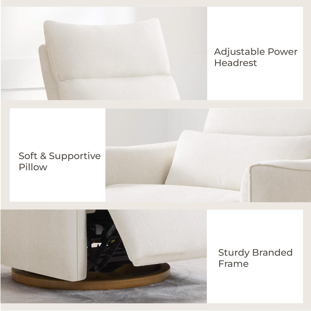 Power Swivel Glider Recliner Chair, Dual Motor Nursery Glider, Cream | Nursery Rocking Chair with Adjustable Power