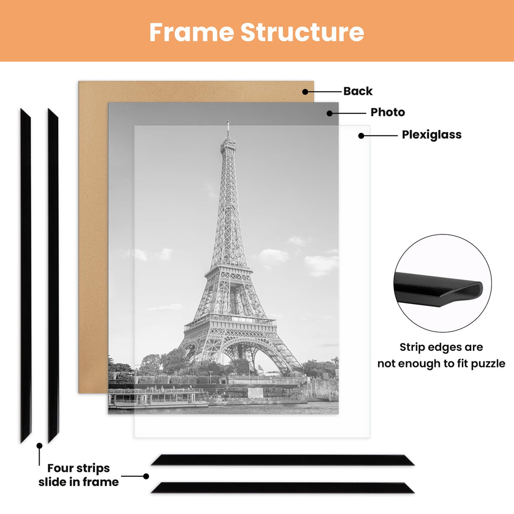 11x17 Poster Frame, Easy Slide-In Assembly, Black, 3 Pack