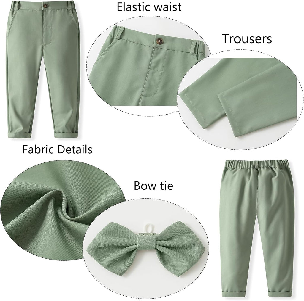 Boys 3Pcs Clothing Sets Cotton Long Sleeve Bowtie Shirts +Vest +Pants Casual Suit