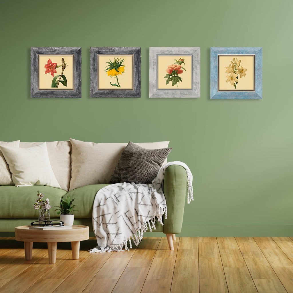 5x5 Picture Frames Set of 4, Rustic Retro Photo Frame(Multicolor)