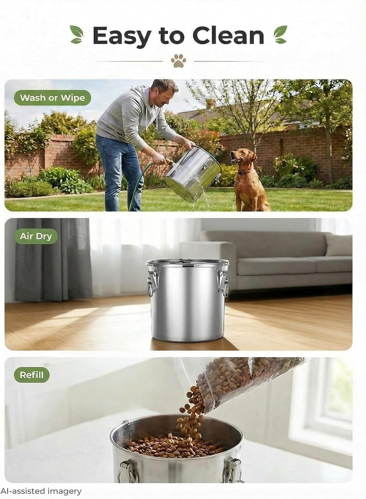 Stainless Steel Dog Food Storage Container, 25/30LB Airtight Moisture Proof