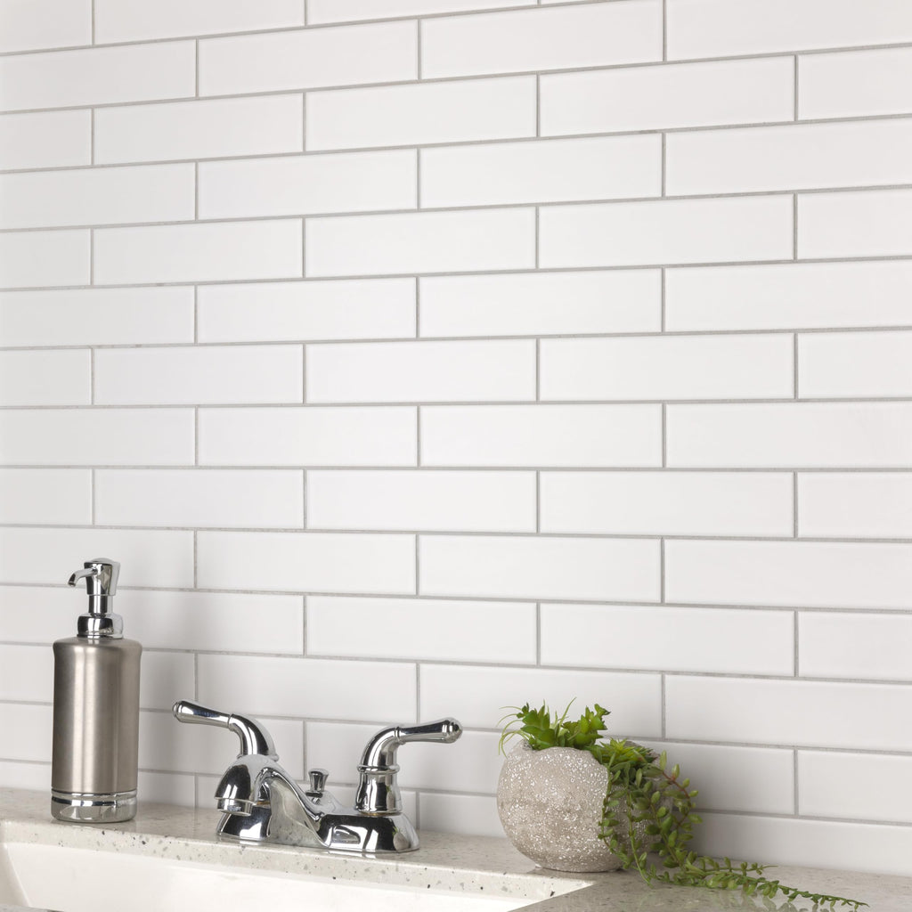 Metro Soho Subway Matte White 1-3/4" x 7-5/8" Porcelain Floor and Wall Tile