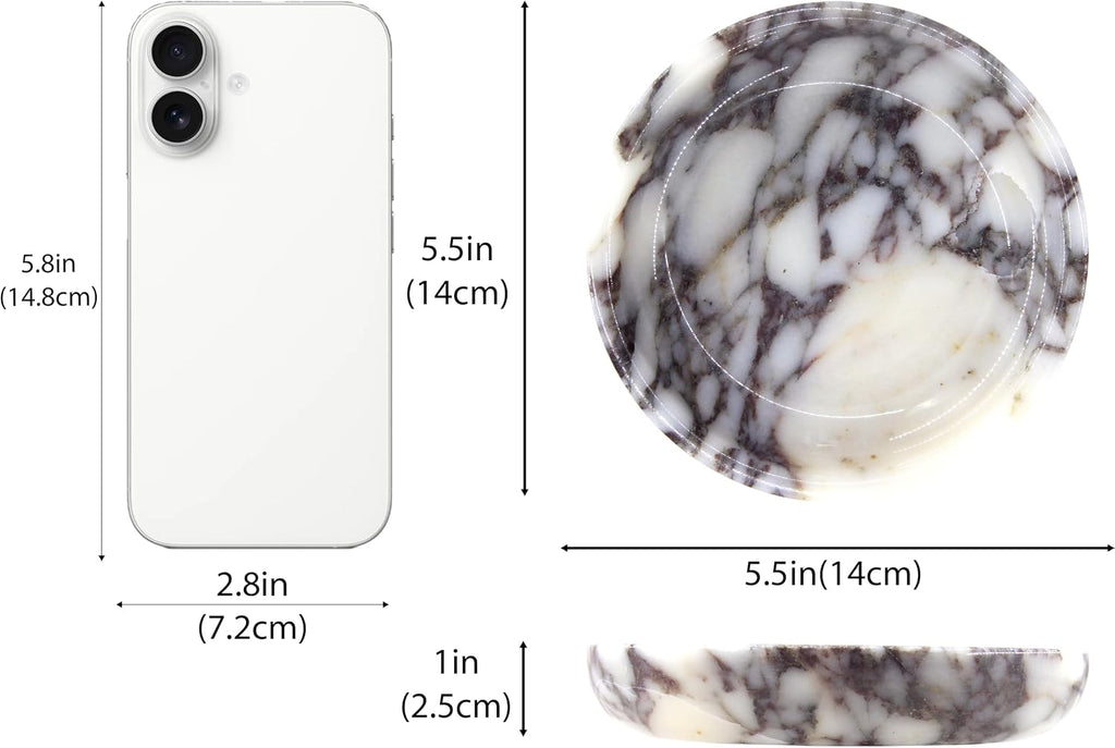 Small Natural Marble Jewelry Tray Key Plate Holder Dish Trinket Decor Catch All Bowl for Ring Earring Stone Gift
