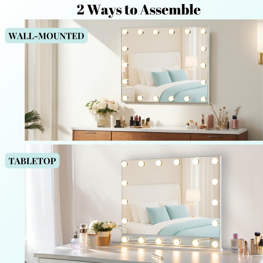 Vanity Mirror with Lights, 23.6" Hollywood Makeup Mirror White