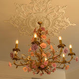 35.4'' Large PU Ceiling Medallion Combination Decorative 2.36'' ID French Style Chandelier Base Ceiling Medallion for