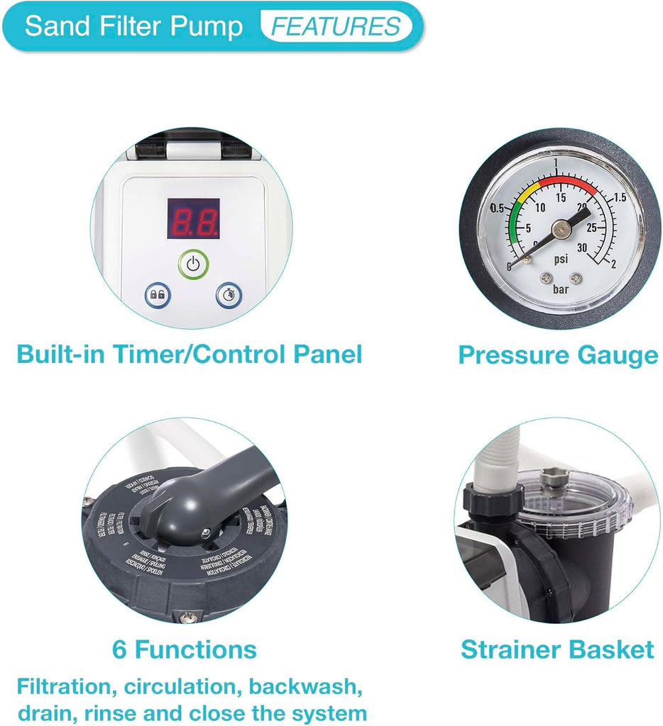 26647EG Krystal Clear 2800 GPH Sand Filter Pump for Above Ground Pools Bundled with OptiFlow 2 Pack Premium Pure
