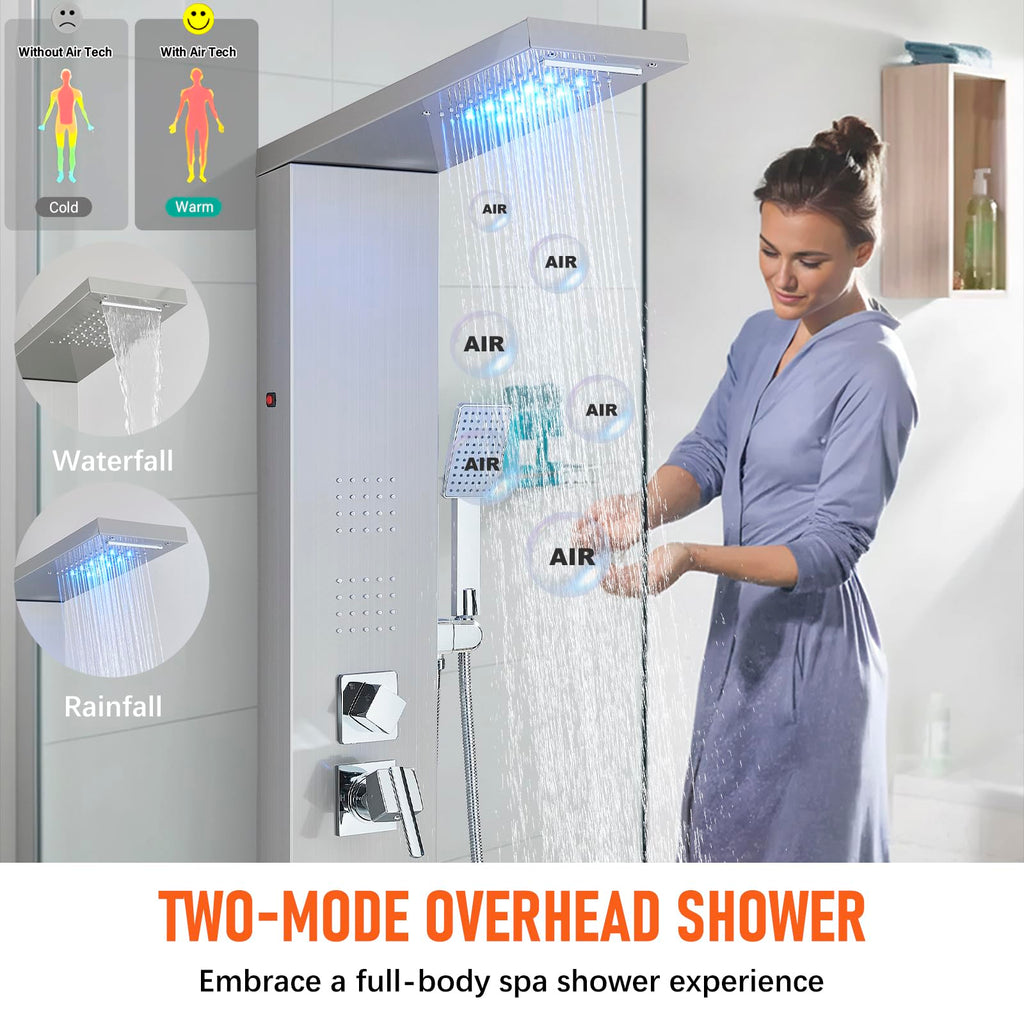 FUZ Brushed Nickel Stainless Steel Shower Panel Tower System