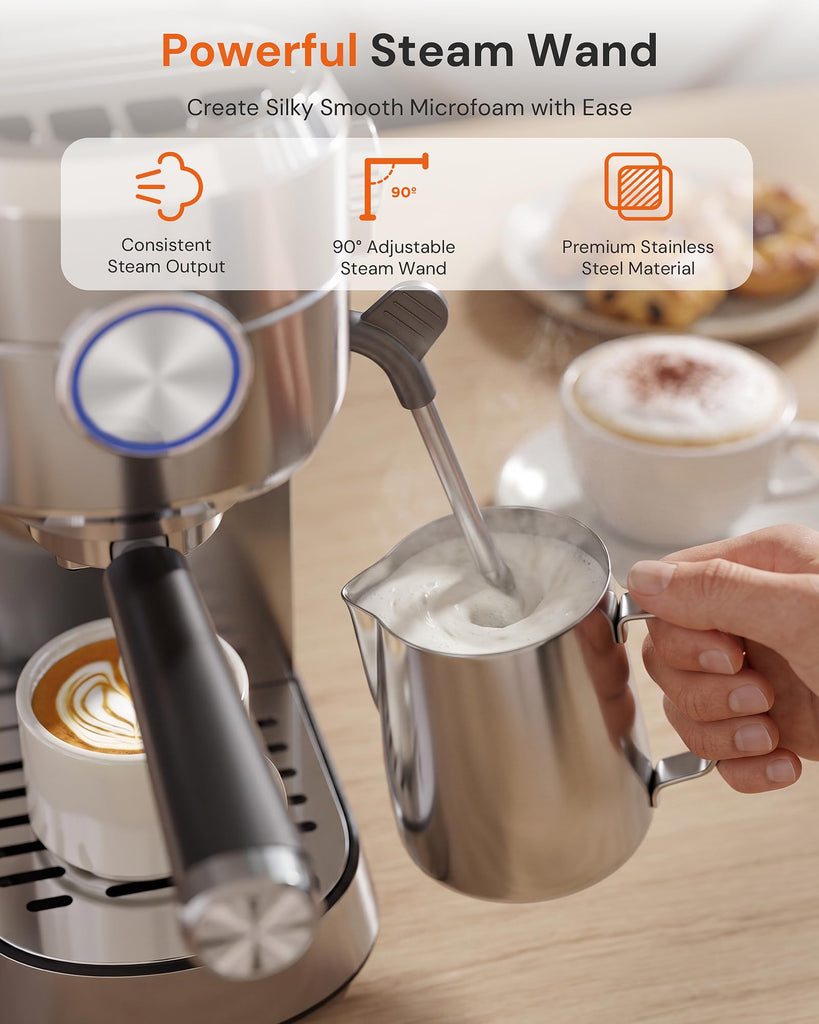 Compact 20 Bar Espresso Machine with Milk Frother