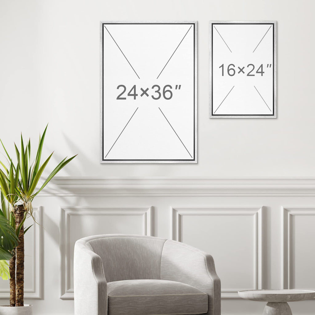 Framed Canvas Print Wall Art Mid-Century Bauhaus Geometric Sun & Ocean Shapes Abstract Illustrations Modern Art