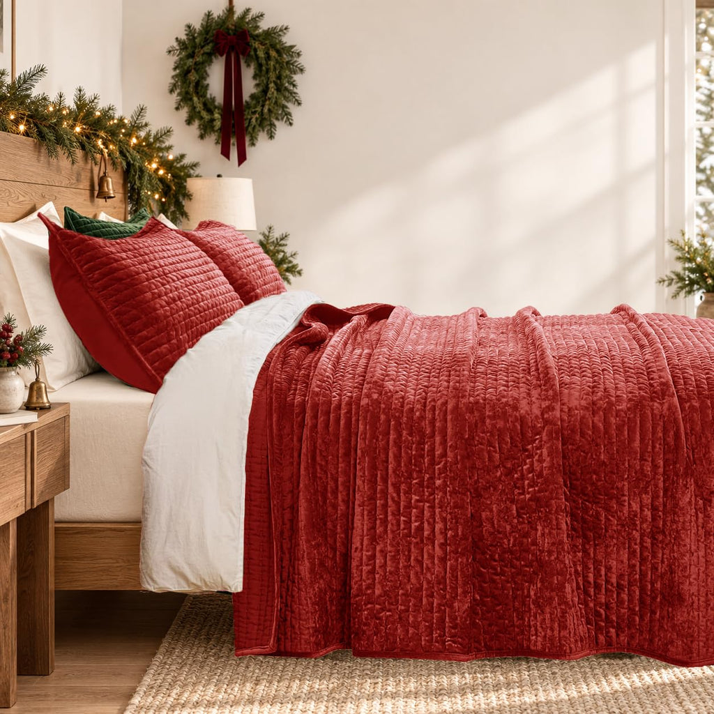 Quillt Set Luxury Velvet Bedspread 98x106