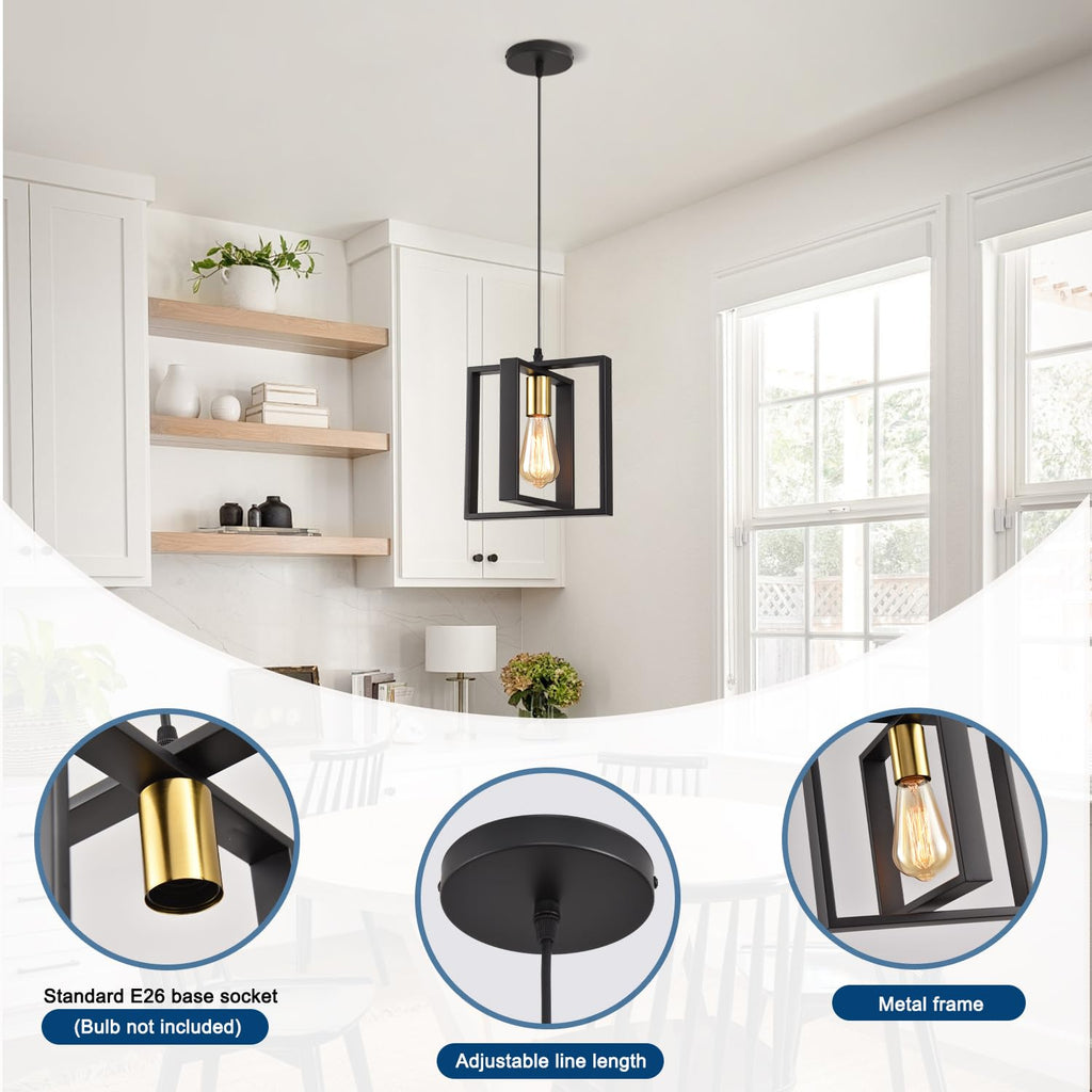 Set of 3 Rotatable Metal Frame Kitchen Island Pendant Lights