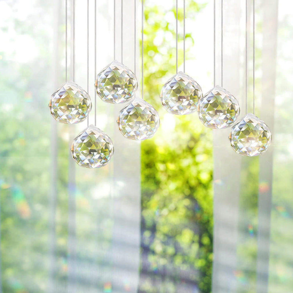 Crystal Prism Ball Sun Catcher - 20 Pack 30mm Hanging Decor for Windows, Wedding, Home, Feng Shui