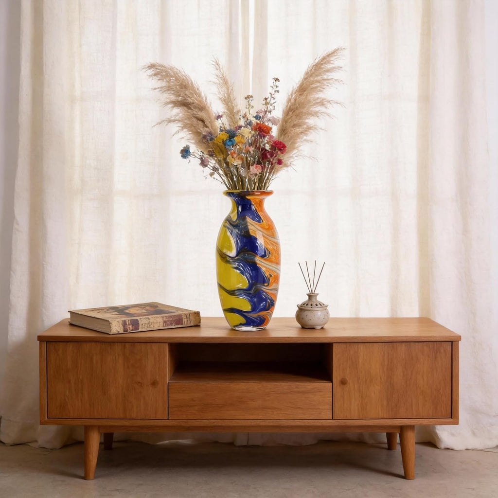 Hand Blown Glass vase, Colorful Decorative vase, Modern Glass Art Piece, Perfect Coffee Tables, Dining Table