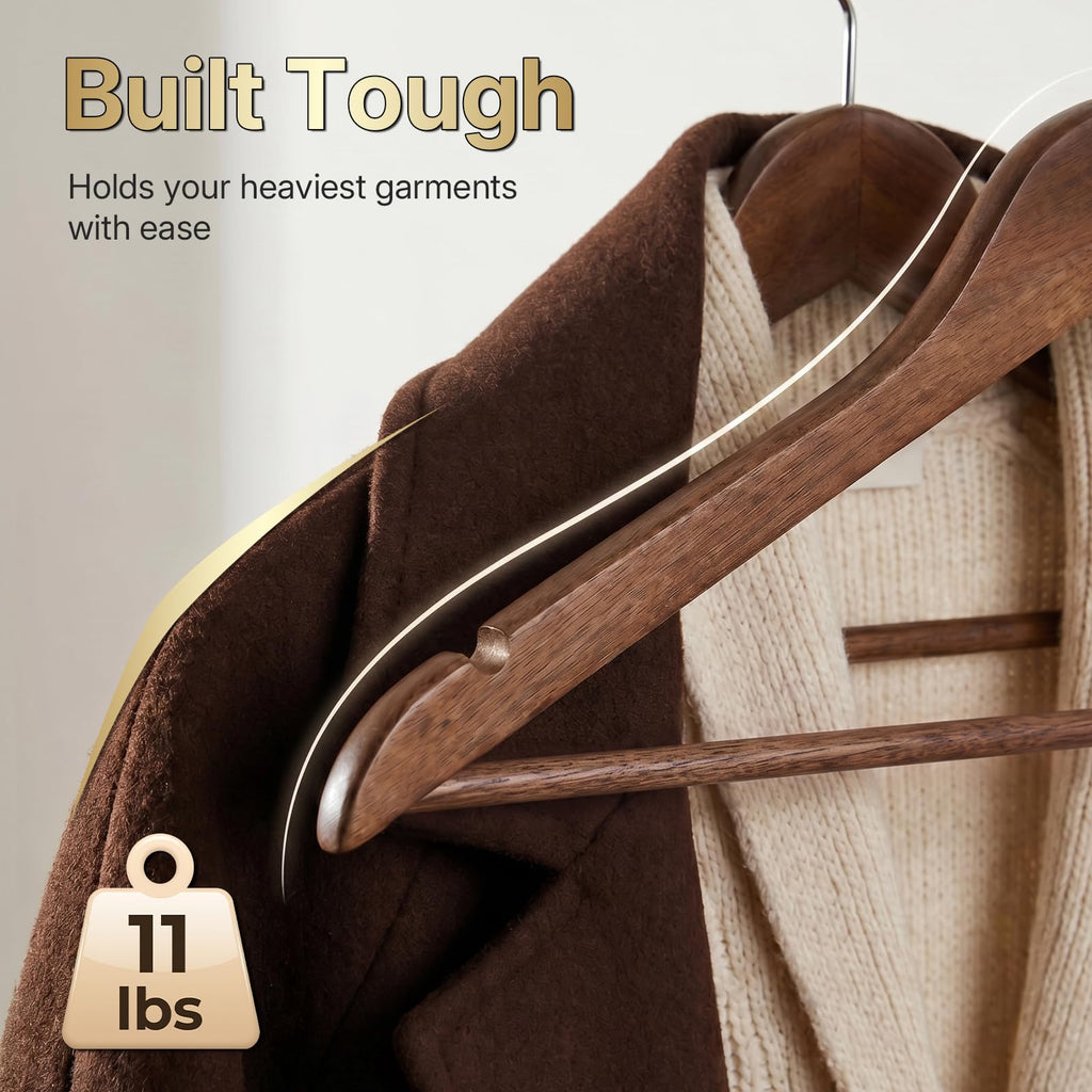 Premium Wooden Hangers 30 Pack, 17.5" Smooth Wood Clothes Hangers