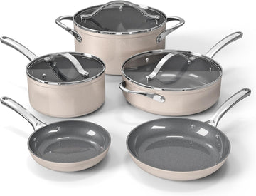 Bakken 12-Piece Ceramic Cookware Set, Nonstick Pots and Pans Set, Non-Toxic PTFE & PFAS-Free Cookware with Silicone