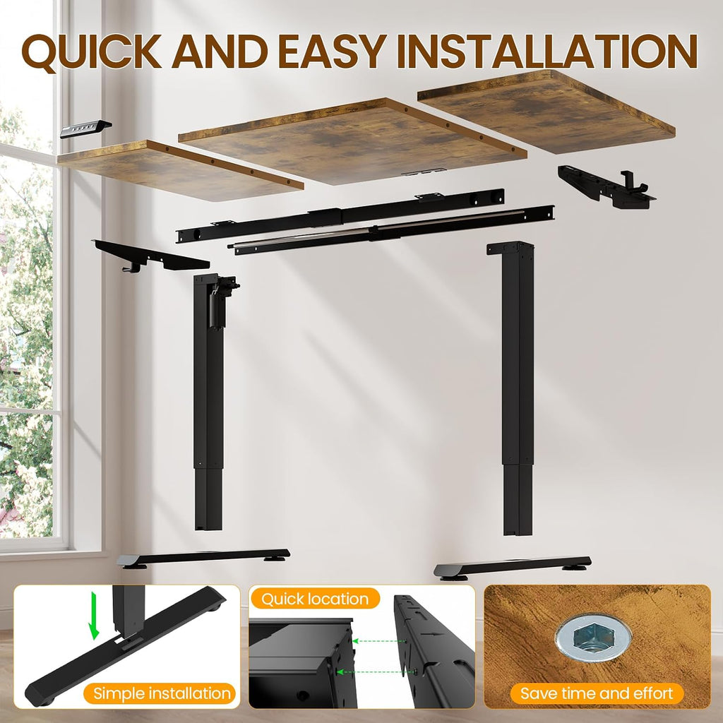 63" x 28" Super Large Standing Desk, Conference Room Tables, Brown | Height Adjustable Electric Computer Desk, Sit to