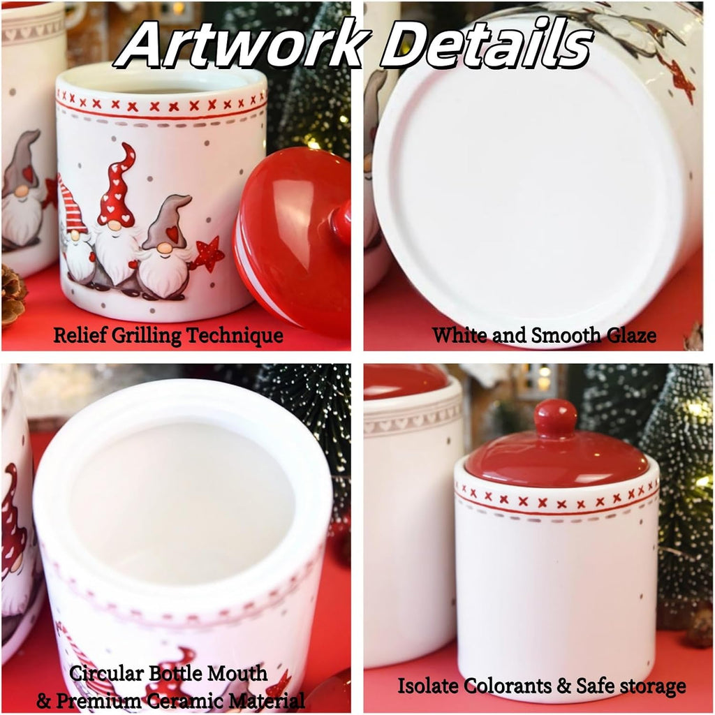 Cookie Jars with Airtight Lid, Christmas Themed Winter Holiday Ceramic Cookie Jar, Xmas Ceramic Storage Container