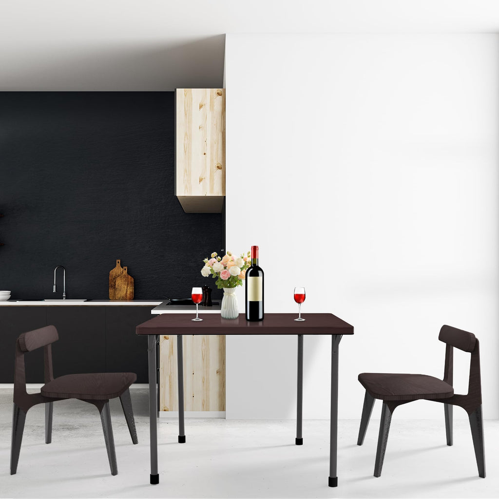 34" Folding Card Table, Portable Square Folding Table with Collapsible Legs & Carrying Handle, Plastic Tables for